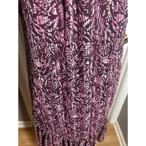 White House Black Market Raspberry Floral Sleeveless Chiffon Tiered Dress Sz S - Picture 10 of 12